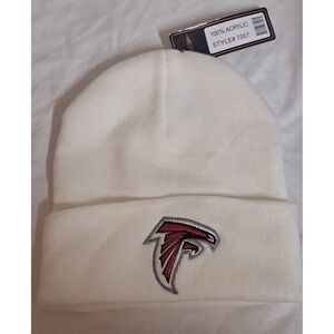 Atlanta Falcons Beanie White Knit Hat NFL Logo Winter Cap NWT Acrylic